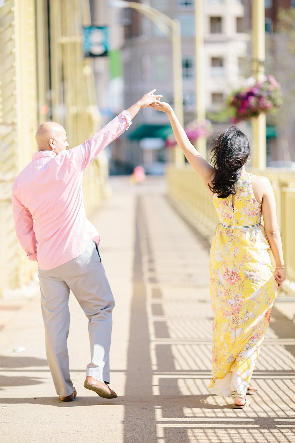 Fine Art Wedding Photography - Lauren Renee Photography Bride and groom dancing on the Roberto Clemente Bridge
