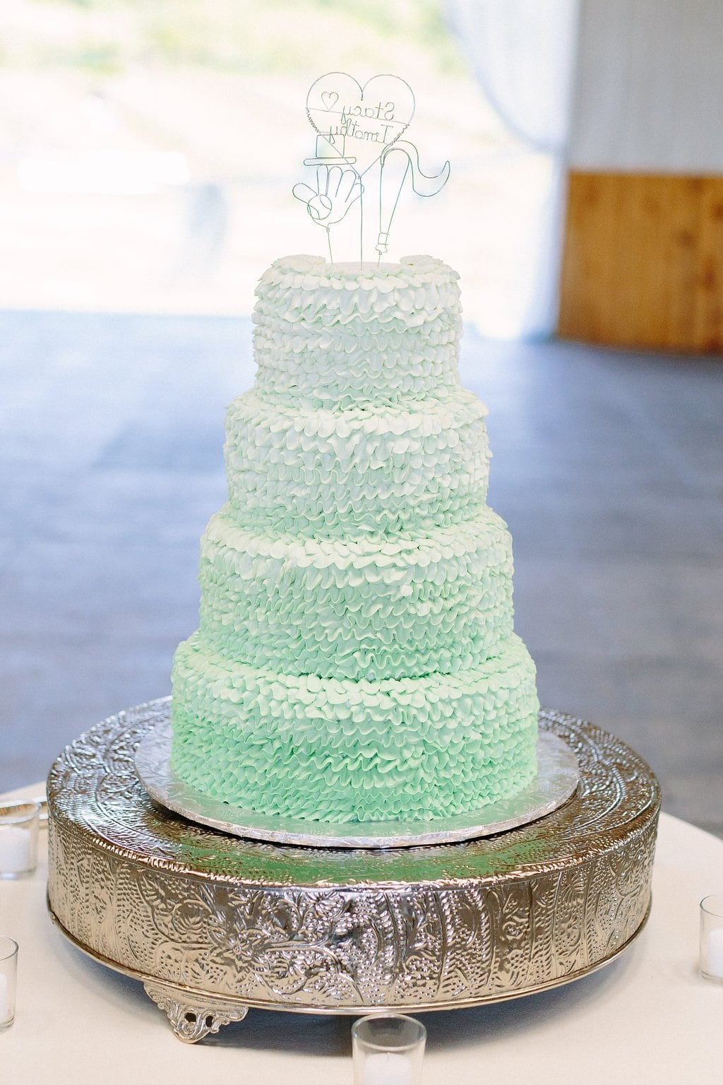 Fine Art Wedding Photography, Pittsburgh Wedding Photography, Lauren Renee Photography lime green and white ruffled wedding cake