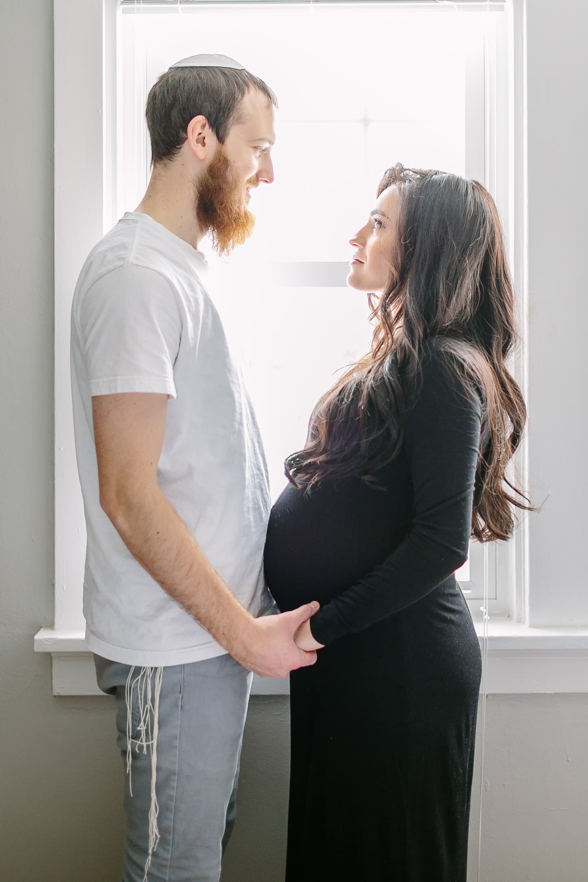 Maternity and Family Session, Fine Art Photography - Lauren Renee Photography husband and wife embracing pregnant belly