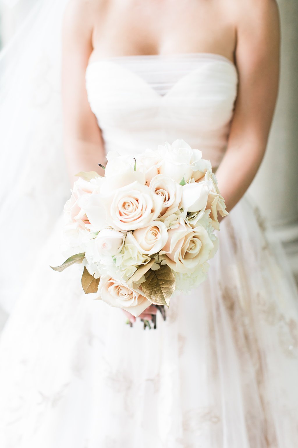 Destination Wedding Photography, Lauren Renee Photography Close up frontal view of bride's pink and white bouquet