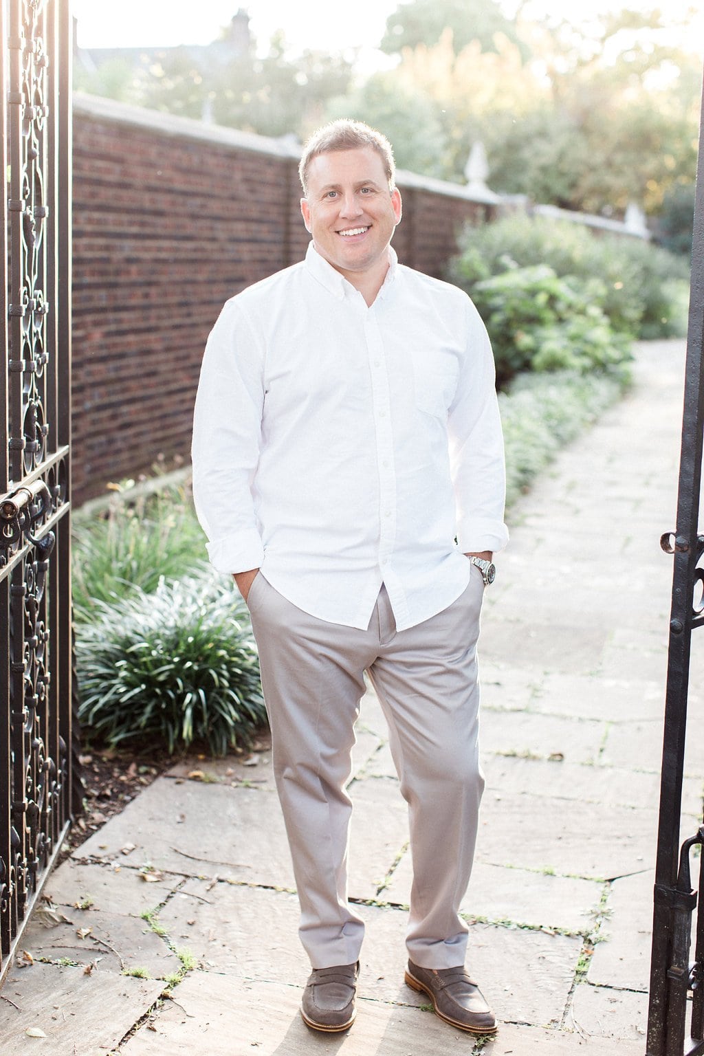 Lauren Renee - Pittsburgh Wedding Photography Portrait of groom wearing a white button down and khaki pants