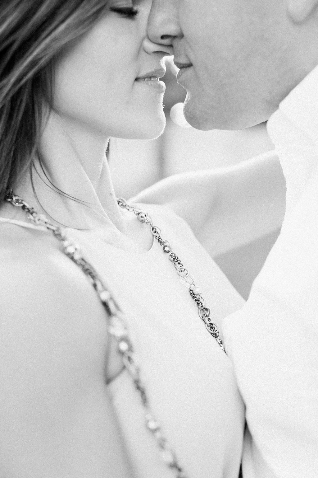 Lauren Renee - Pittsburgh Wedding Photography Black and white close up image of couple about to kiss