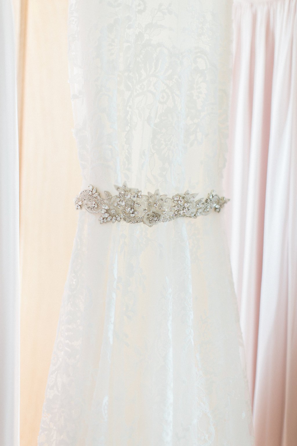 Golf Club Wedding - Lauren Renee Photography Close up of wedding dress belt detail