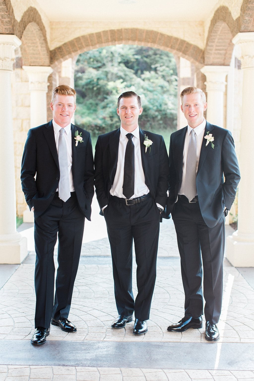 Pittsburgh Wedding - Lauren Renee Photography Groom with his Groomsmen outside the church before the wedding ceremony