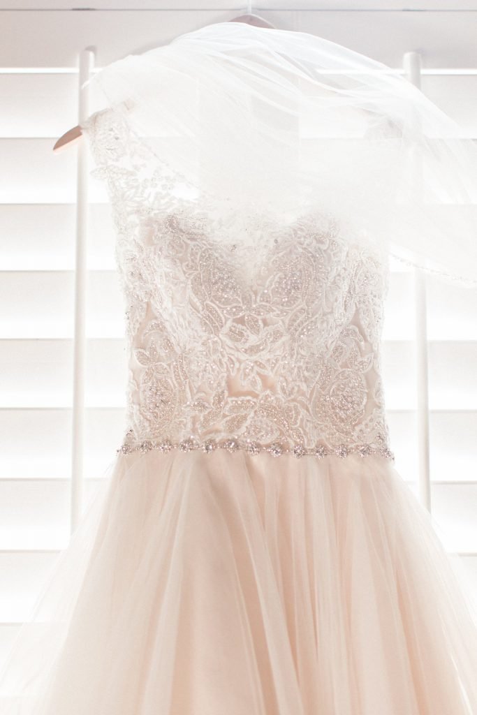 Maggie Sottero Designs Wedding Dress details with beading lace and tulle