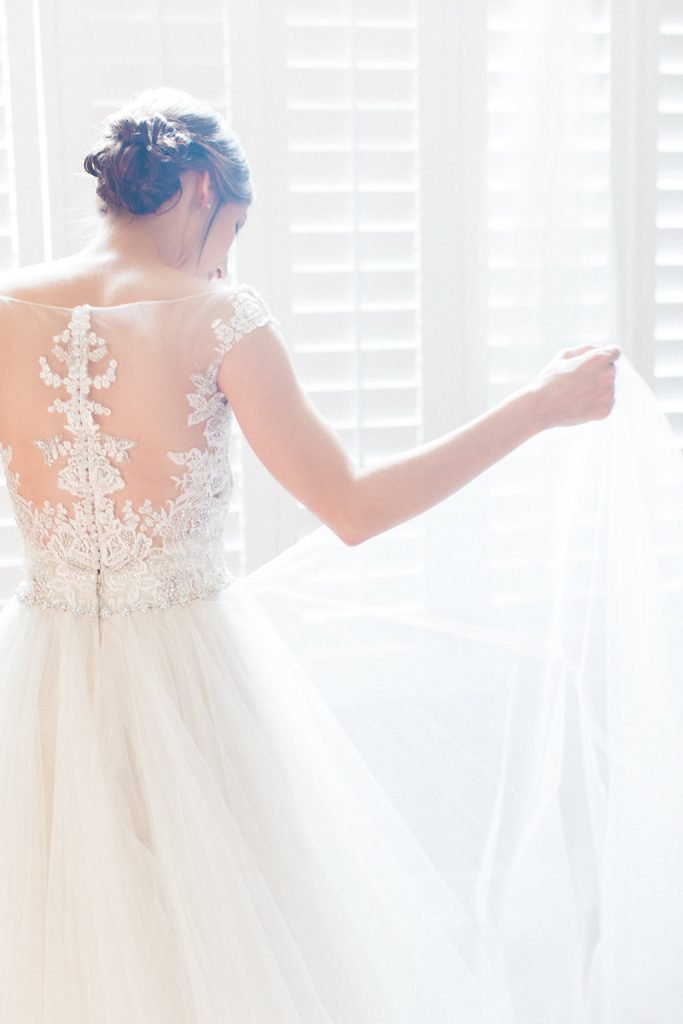 Photograph of the bride getting ready at her parent's house in Pittsburgh