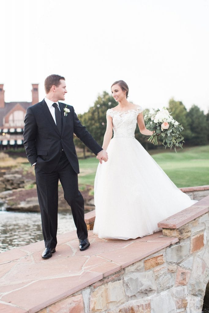 Bridal portraits at sunset on the golf course