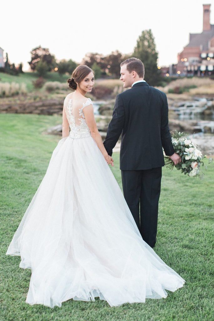 Bride and Groom sunset portraits on the golf course