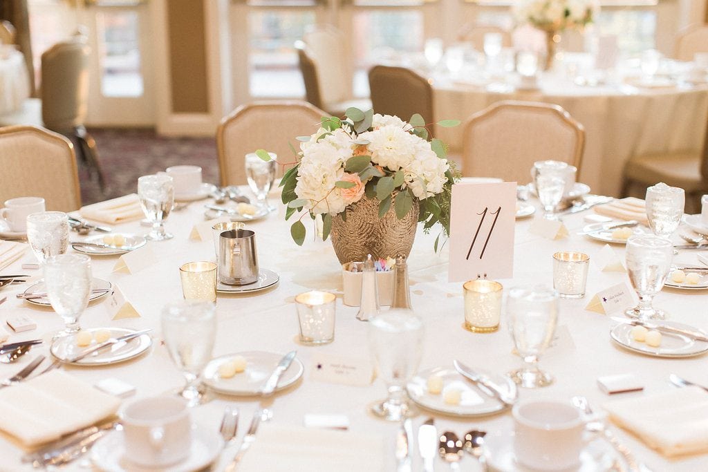 Table layout and decor at the wedding reception