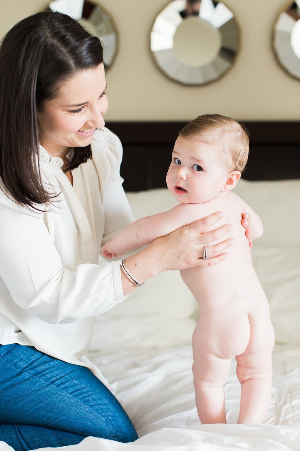 Lifestyle Photography - Lauren Renee Photography Mother and Daughter photography on bed with white sheets