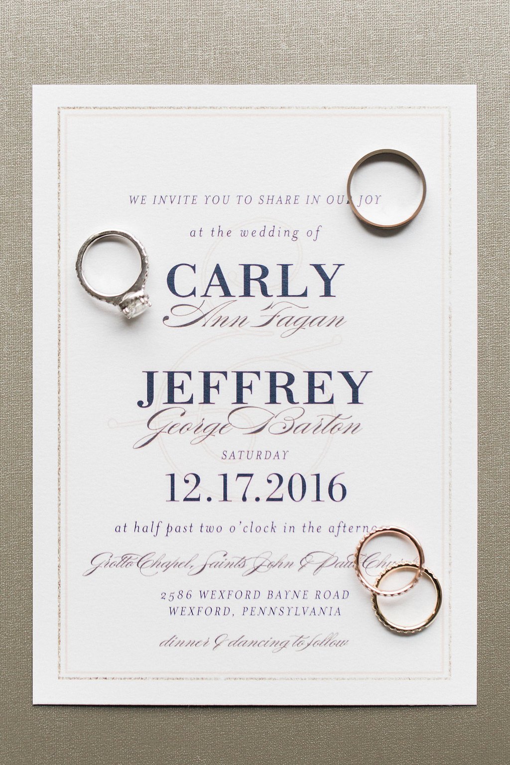 Pittsburgh Wedding Photography - Lauren Renee Photography Photo of the wedding invitation and rings