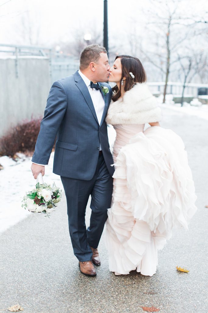 Bride and Groom portraits in the Southside during winter wedding