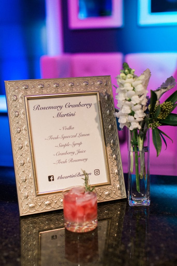 Signature cocktail during reception at J. Verno Studios