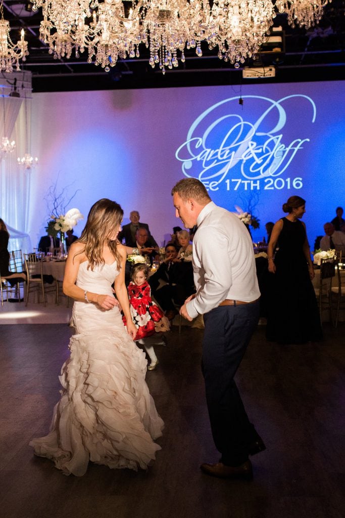 Bride and Groom sharing a dance at J. Verno Studios