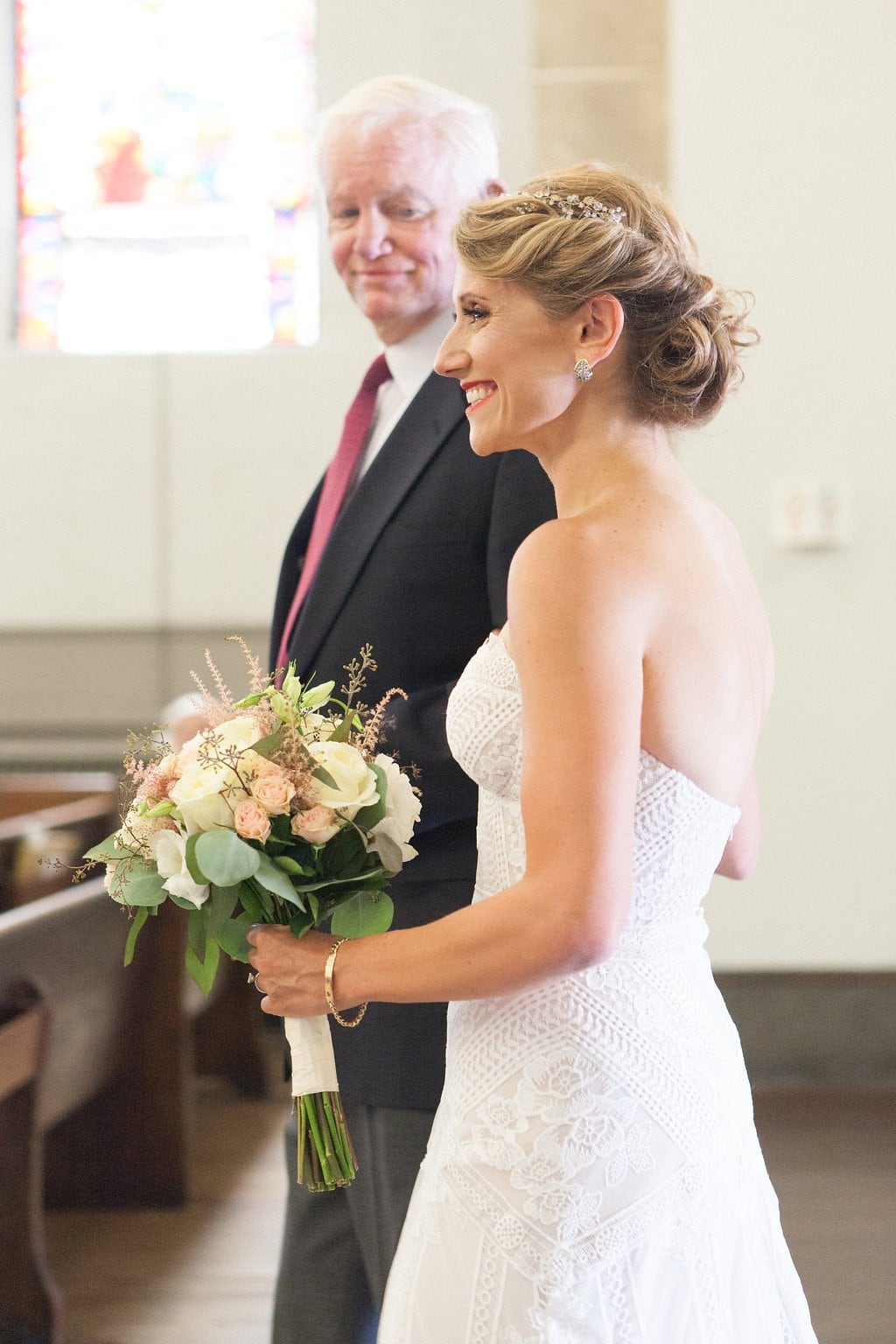 Bride is walked down the aisle by man who received her father's donated heart - Lauren Renee Photography Bride being walked down the aisle by Arthur Thomas, man who has her father's donated heart
