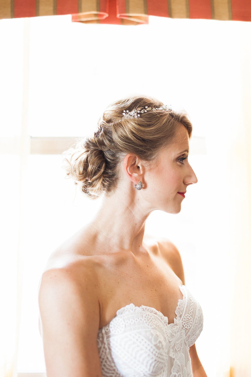 Bride is walked down the aisle by man who received her father's donated heart - Lauren Renee Photography Portrait of Bride getting ready at the Omni William Penn Hotel
