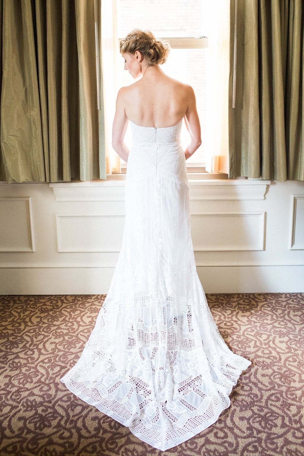 Bride is walked down the aisle by man who received her father's donated heart - Lauren Renee Photography Bride getting ready at the Omni William Penn in Rue de Siene Wedding Dress