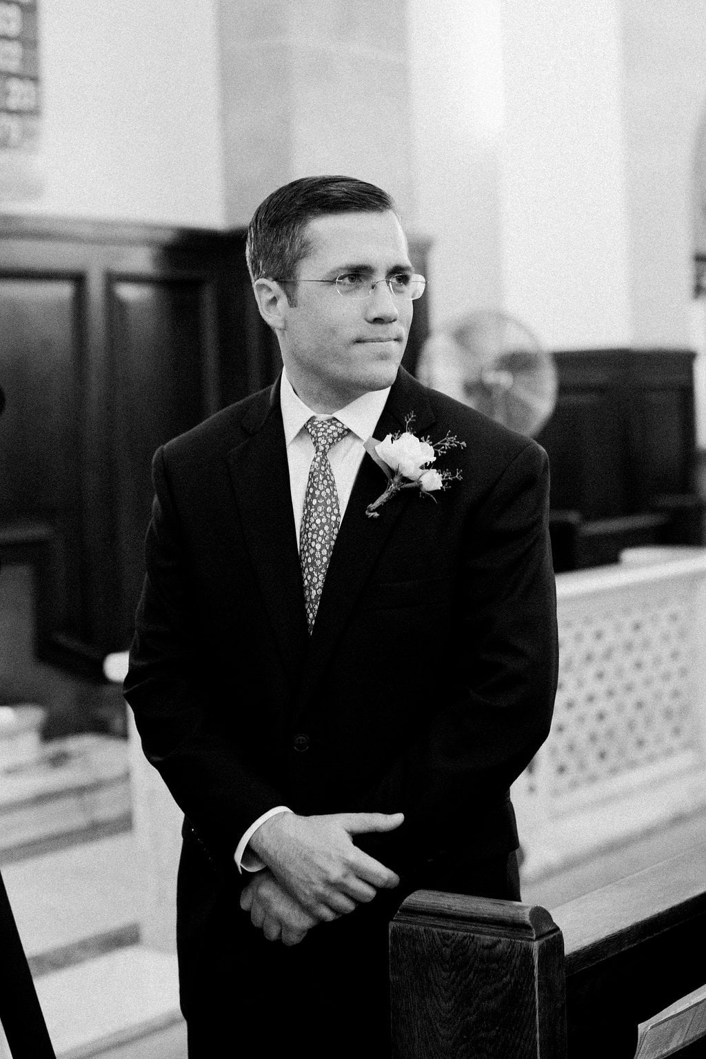 Bride is walked down the aisle by man who received her father's donated heart - Lauren Renee Photography Groom seeing the bride walk down the aisle for the first time in black and white photo
