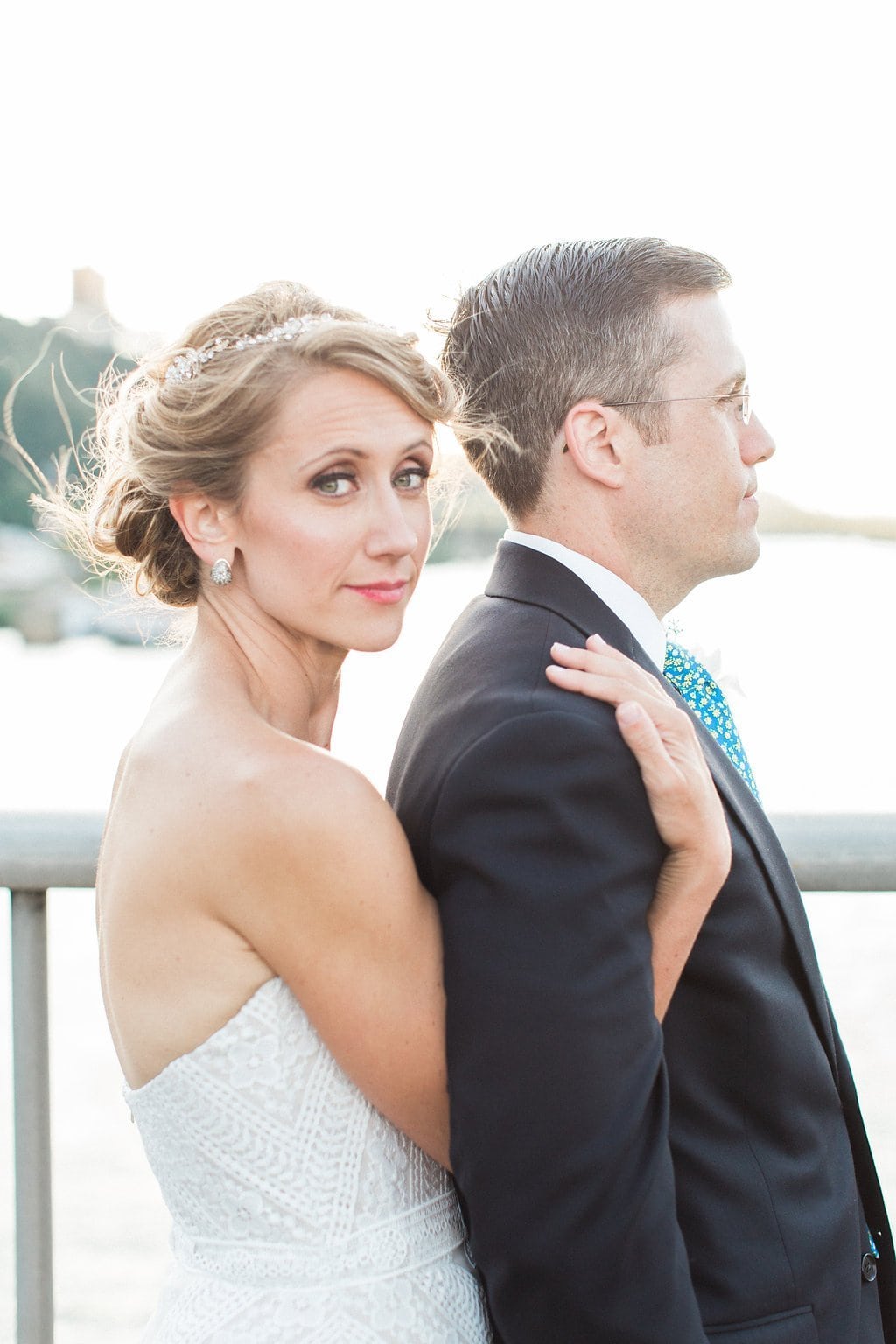Bride is walked down the aisle by man who received her father's donated heart - Lauren Renee Photography Bridal portraits on Smithfield Street Bridge
