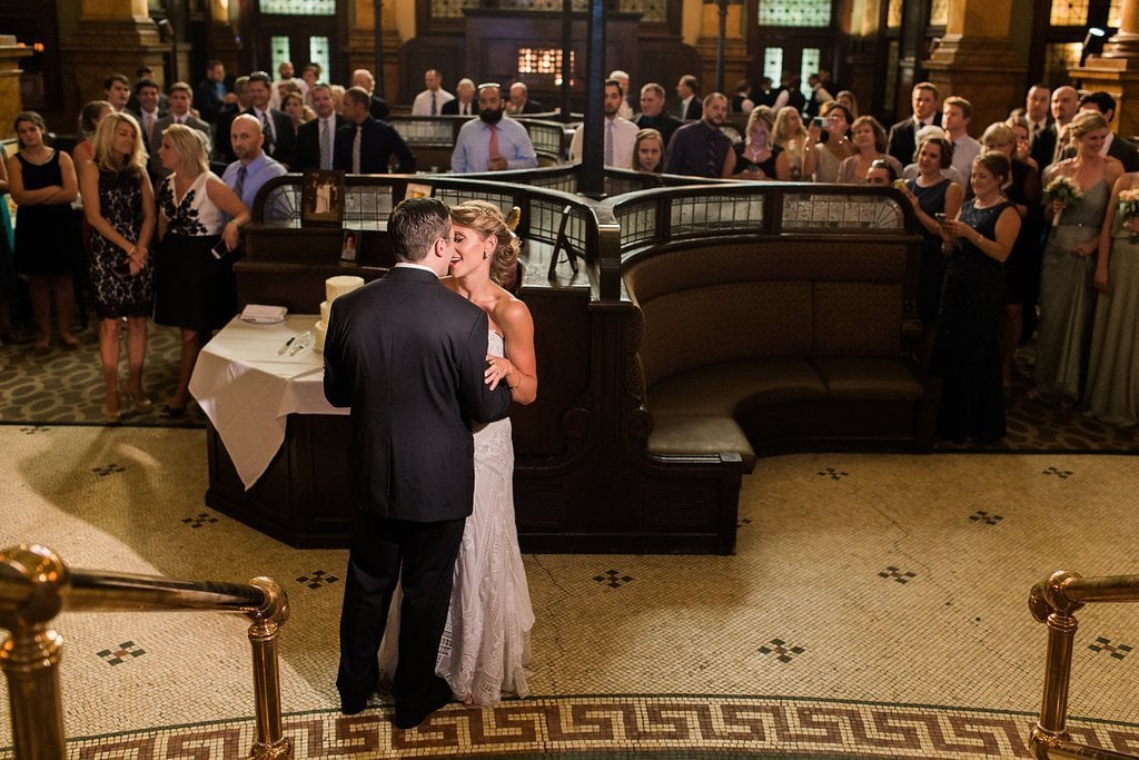 Bride is walked down the aisle by man who received her father's donated heart - Lauren Renee Photography Bride and Groom sharing their first dance at the Grand Concourse during their wedding reception