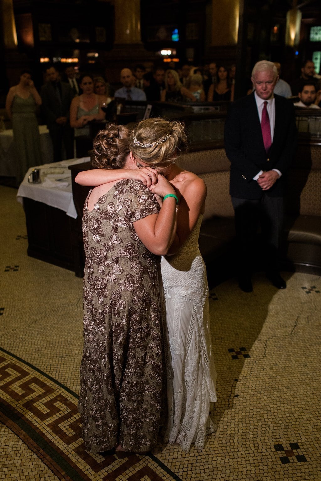 Bride is walked down the aisle by man who received her father's donated heart - Lauren Renee Photography Bride dancing with her mother at Grand Concourse wedding reception