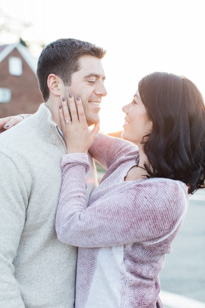 Mount Washington and South Side Engagement Bride and Groom during their sunset engagement photos on Mount Washington