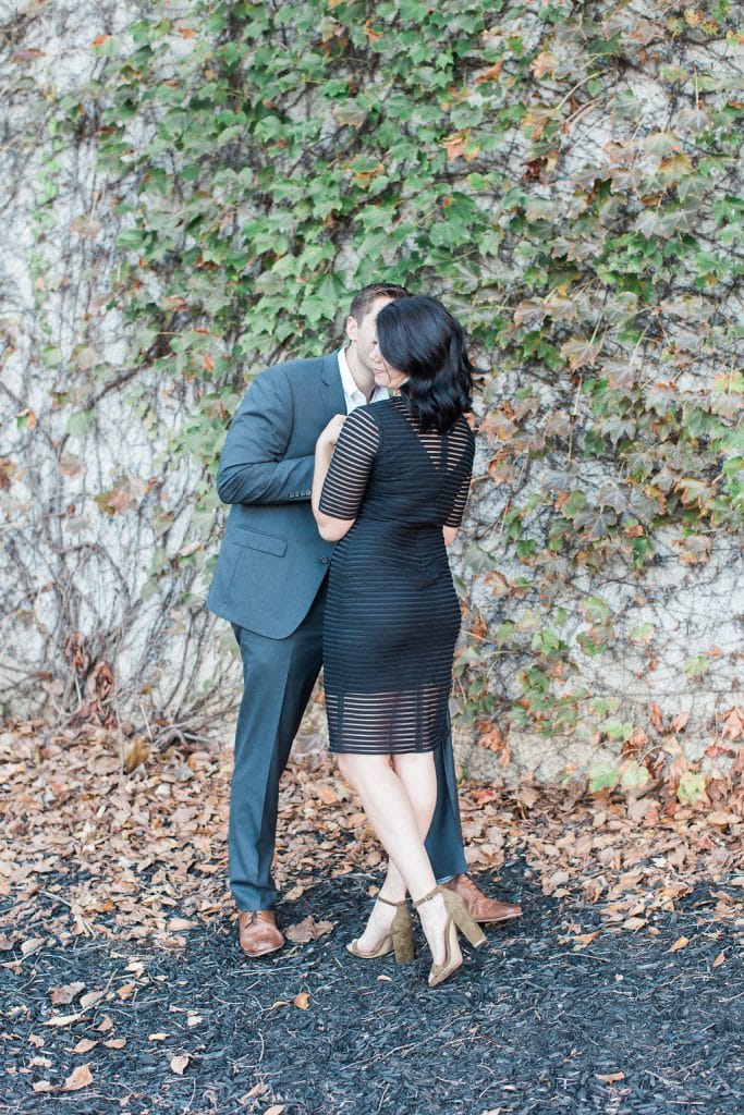 Mount Washington and South Side Engagement Groom kissing the bride's cheek during engagement photos