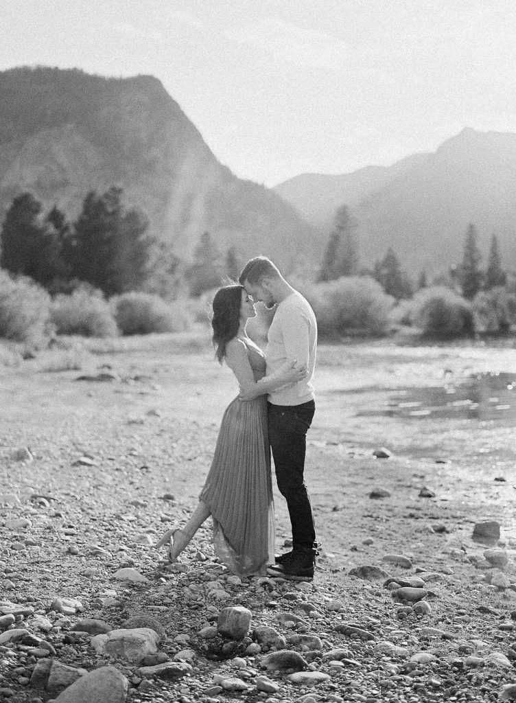 Lake Dillon Colorado Engagement Photography bride and groom in the mountains black and white