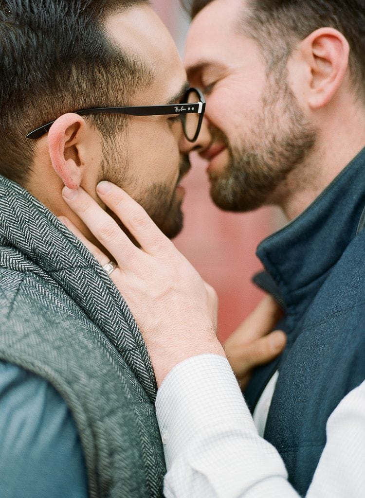 Estes Park Engagement Photography Session - gay married couple about to kiss during portraits