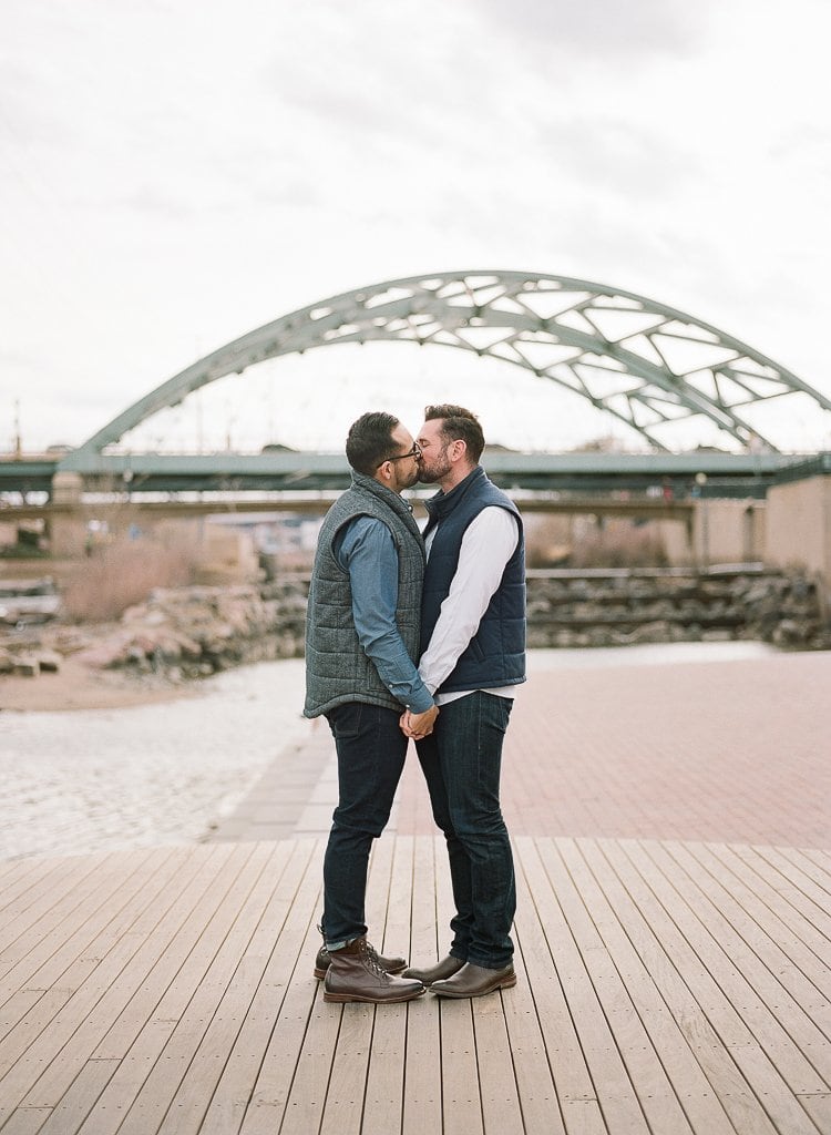Sam-Sex Engagement Session - Lauren Renee Photography gay couple kissing and holding hands