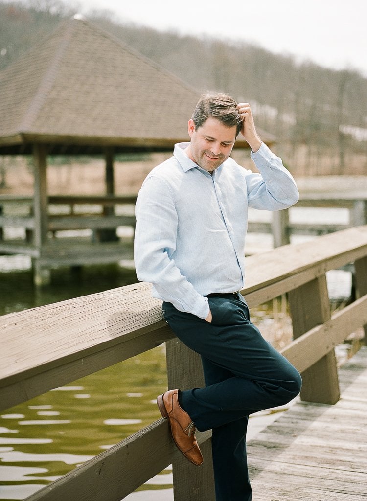 Engagement Session - Lauren Renee Photography groom posing and brushing his hair