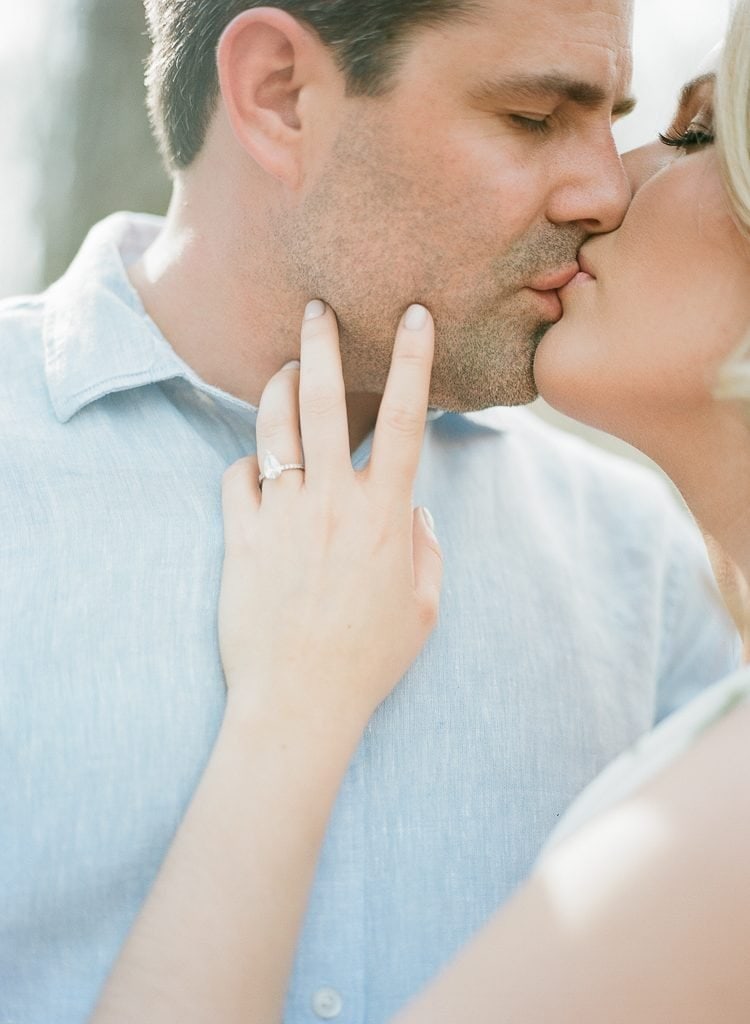 Seven Springs Engagement Photography - bride and groom passionately kissing in the woods