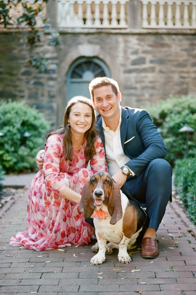 Engagement Session - Lauren Renee Photography Couple posing for engagement photos at the Carlyle House with their dog
