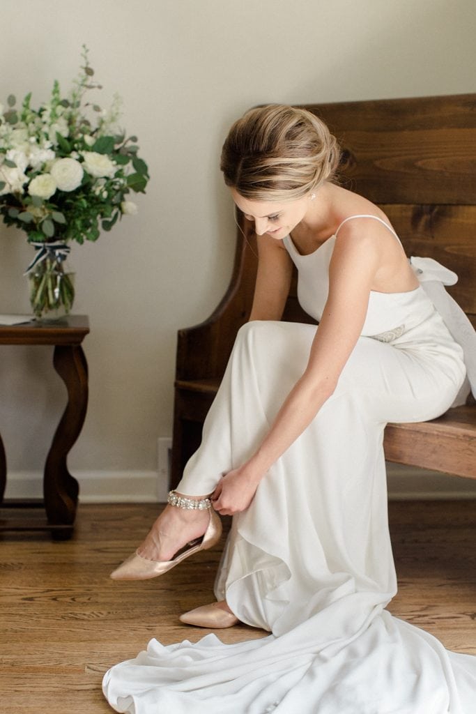 The Pennsylvanian Wedding Bride Badgley Mischka shoes getting ready