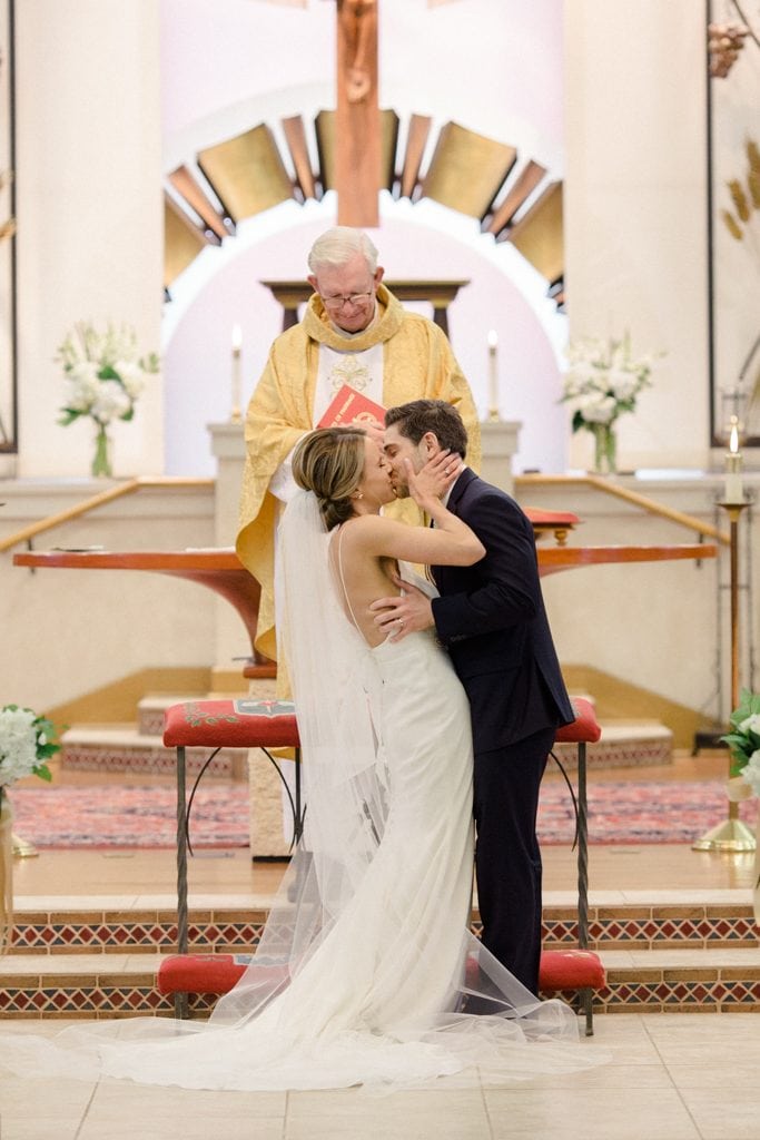 The Pennsylvanian Wedding First Kiss at St. Bede's Church