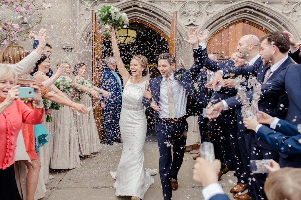 The Pennsylvanian Wedding Confetti exit at St. Bede's church