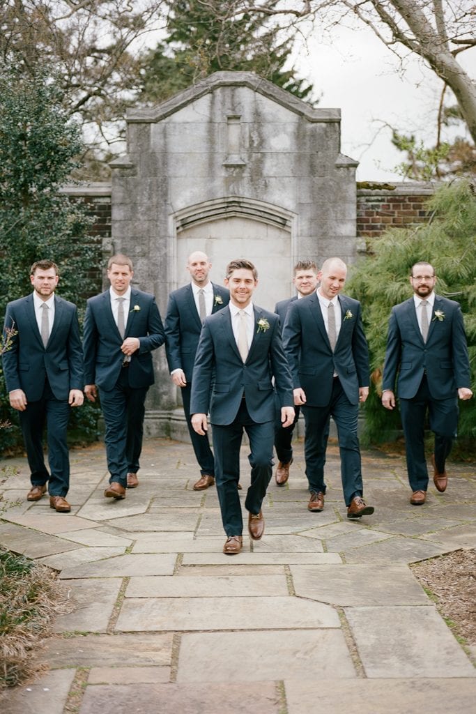 The Pennsylvanian Wedding bridal party groomsmen portraits at Mellon Park