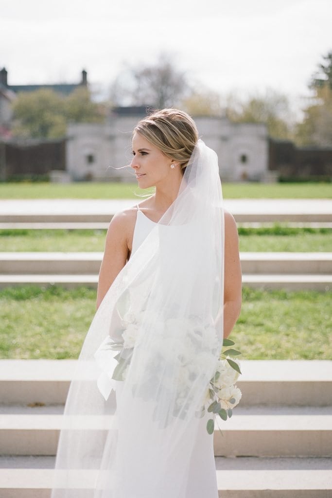 The Pennsylvanian Wedding Bride and groom portraits at Mellon Park flowers from Farmer's daughter white and gold