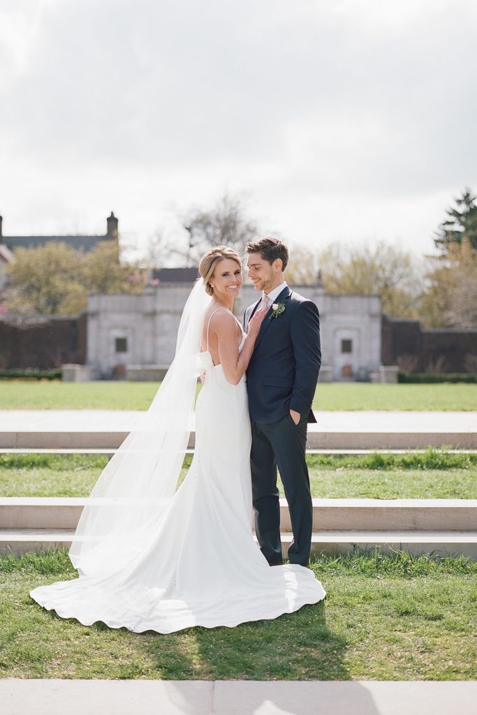 The Pennsylvanian Wedding Bride and groom portraits at Mellon Park flowers from Farmer's daughter