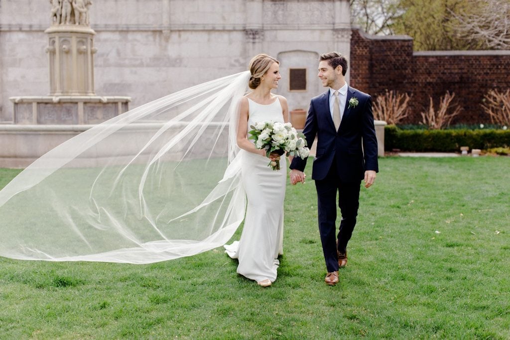 The Pennsylvanian Wedding Bride and groom portraits at Mellon Park dress Paloma Blanca