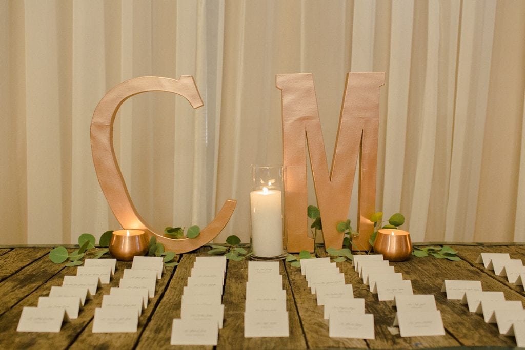 The Pennsylvanian wedding escort card table calligraphy wood and grace