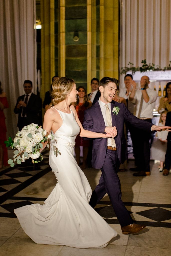 The Pennsylvanian wedding bride and groom enter and share first dance