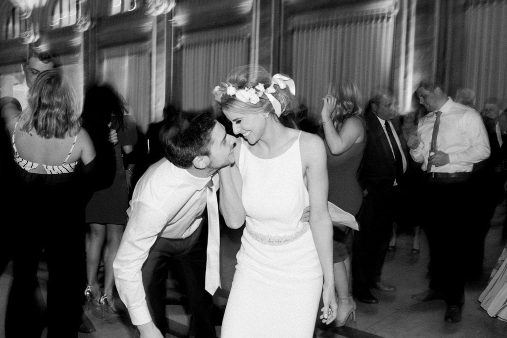 The Pennsylvanian wedding reception dancing bride and groom dancing black and white