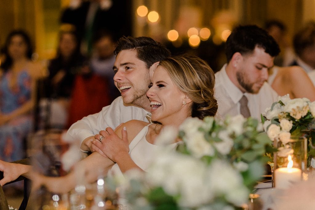 The Pennsylvanian wedding reception bride and groom laughing