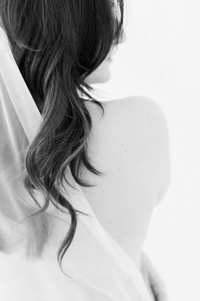 elegant bridal boudoir black and white photo of a woman boudoir session: Pittsburgh Boudoir Photography