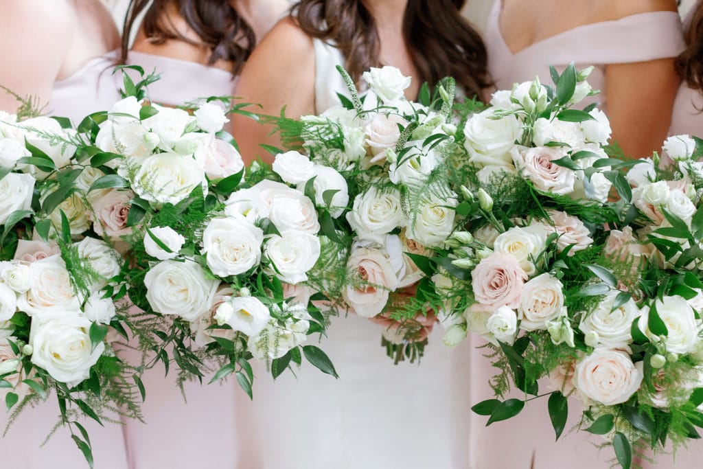 Pink and white wedding bouquet: Timeless Blush and Gold Wedding at The Pennsylvanian by Lauren Renee Photography