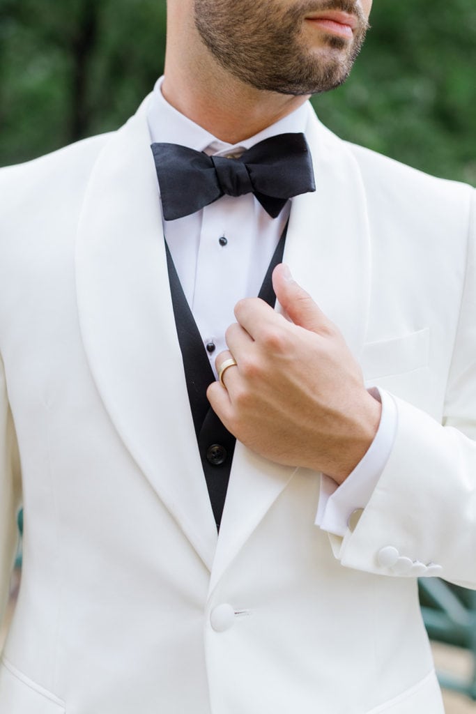 White tuxedo jacket: Timeless Blush and Gold Wedding at The Pennsylvanian by Lauren Renee Photography