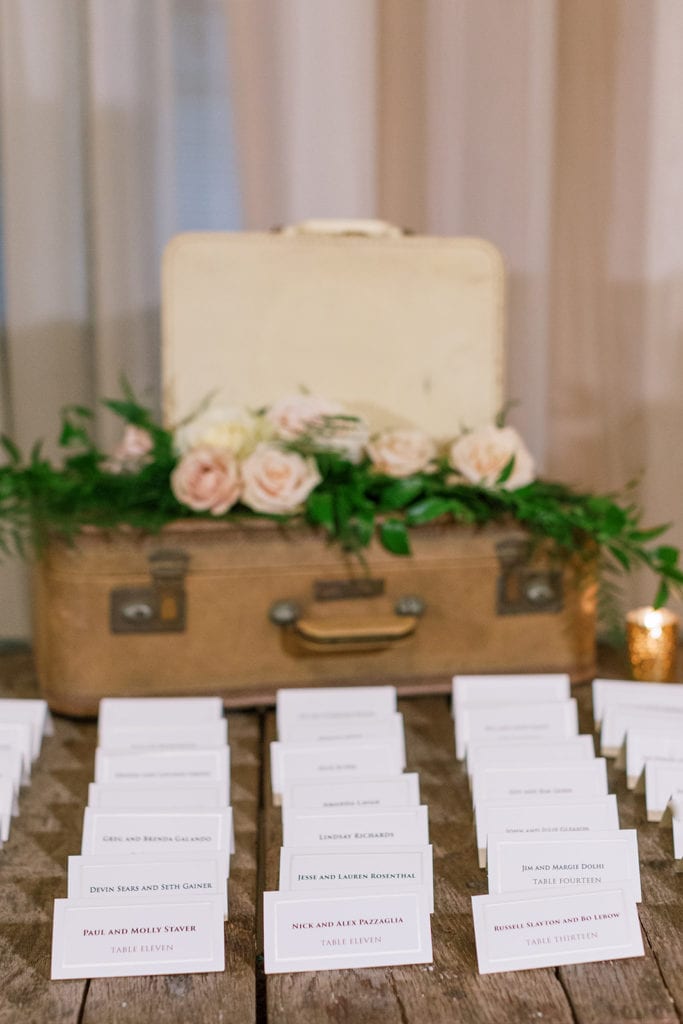 Wedding escort card display: Timeless Blush and Gold Wedding at The Pennsylvanian by Lauren Renee Photography