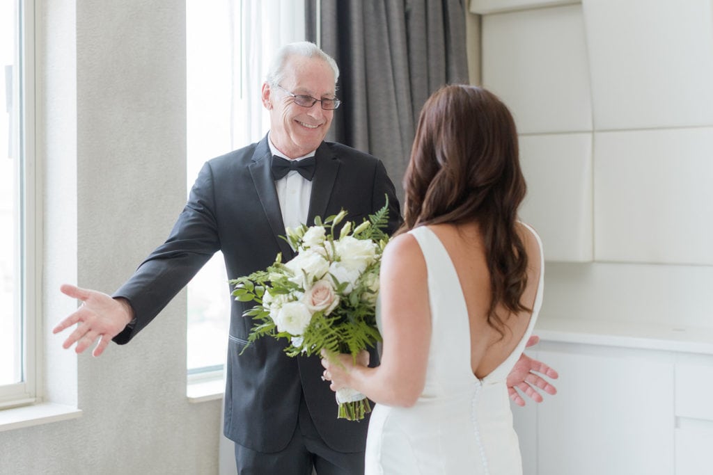 First look with father of the bride