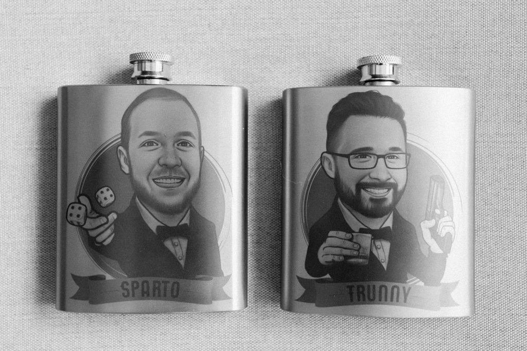 Groomsmen favors personalized flasks